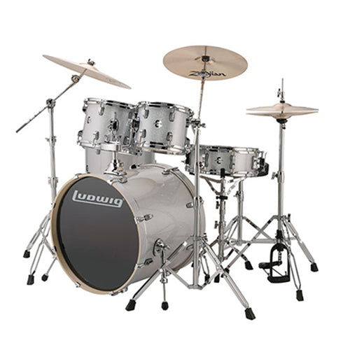 Ludwig LCEE20028 Evolution Outfit 20" w/ Hardware - Silver/White Sparkle