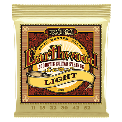 Ernie Ball LIGHT EARTHWOOD 80/20 BRONZE ACOUSTIC GUITAR STRINGS 11-52 GAUGE