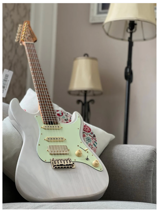 Soloking MS-1 Classic Ash FMN in White Blonde with Roasted Flame Maple Neck Nafiri Special Run