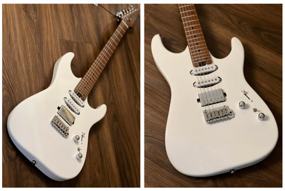 Soloking MS-1 Custom 24 HSS Flat Top with Roasted Maple FB in White Gloss Nafiri Special Run