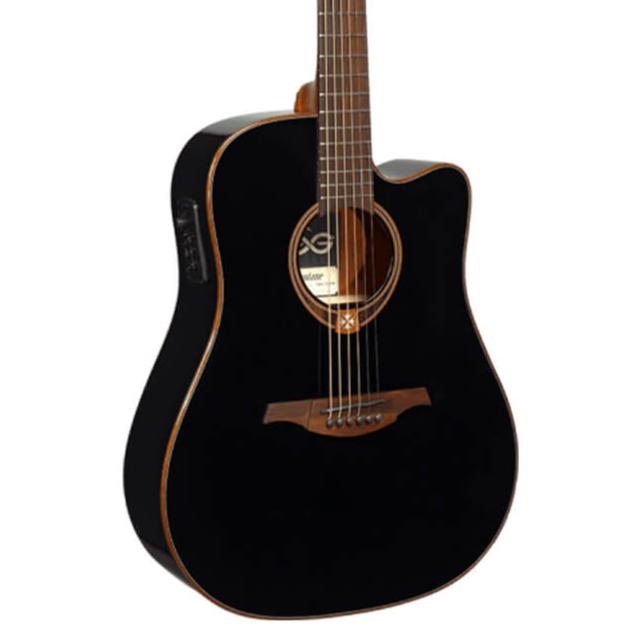LAG Guitars T118ACE Tramontane Auditorium Cutaway Electro Acoustic Guitar Black Finish