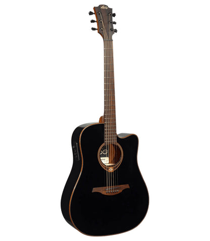 LAG Guitars T118ACE Tramontane Auditorium Cutaway Electro Acoustic Guitar Black Finish